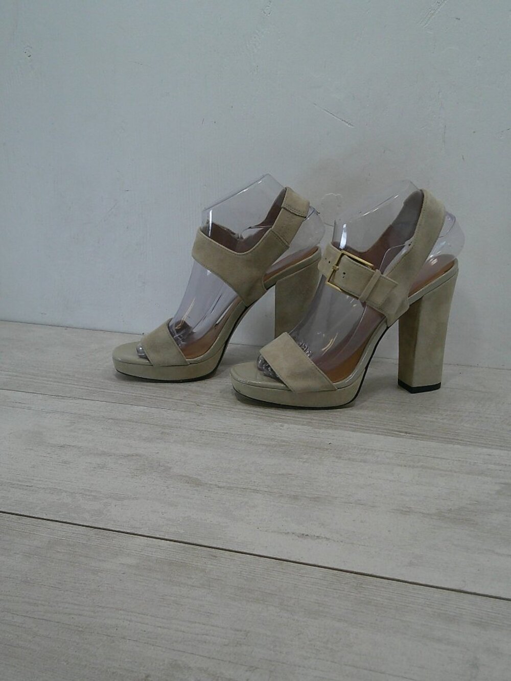Calvin Klein Bette Clay / Greyish Platform Open-toe Sandals Block Heel Size 7 - Picture 12 of 13
